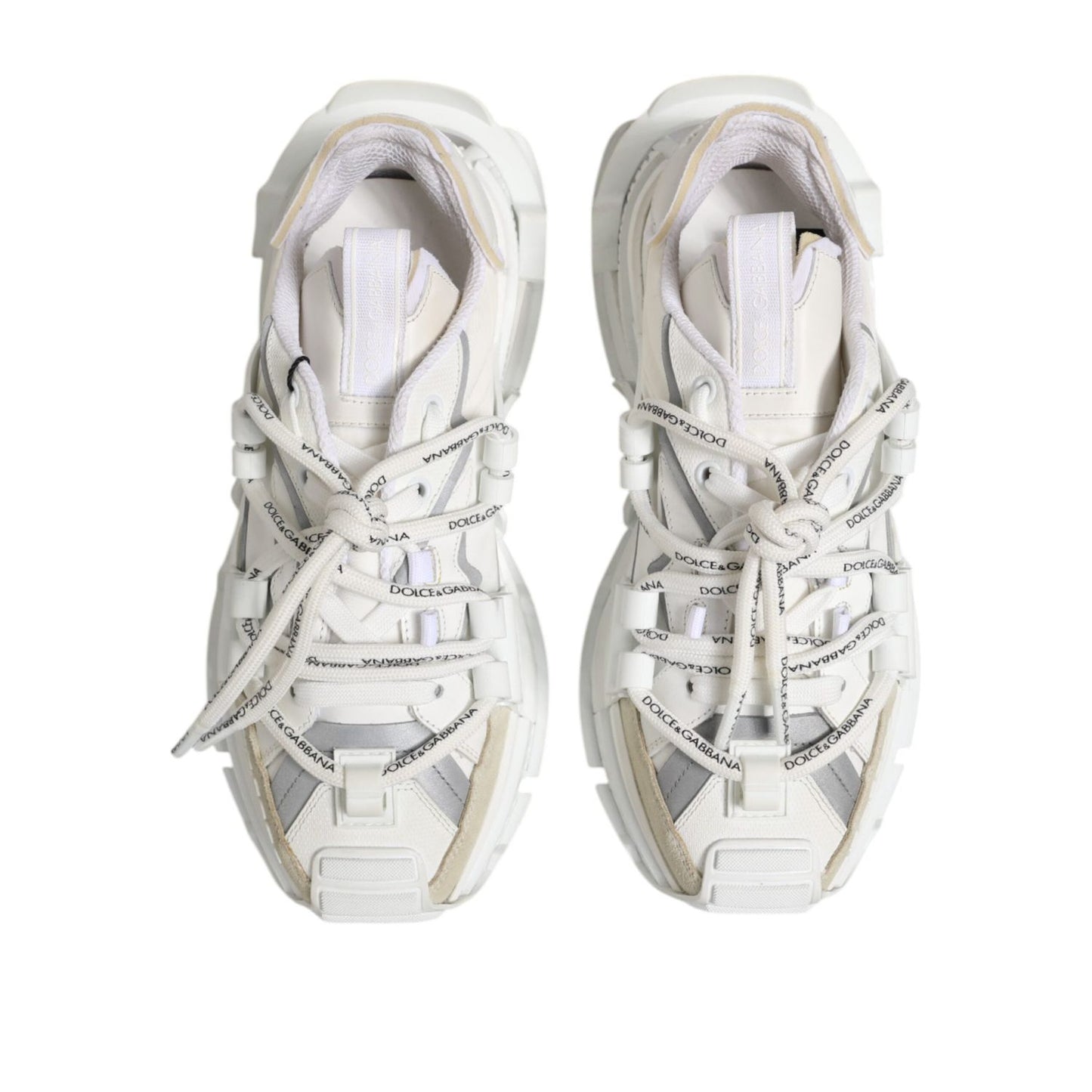 Dolce & Gabbana White Silver Low Top SPACE Men Sneakers Shoes