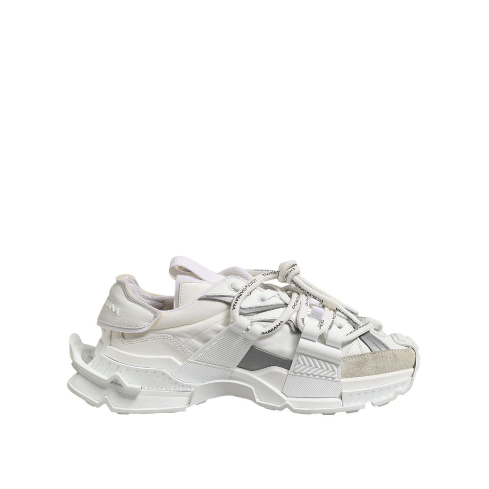 Dolce & Gabbana White Silver Low Top SPACE Men Sneakers Shoes