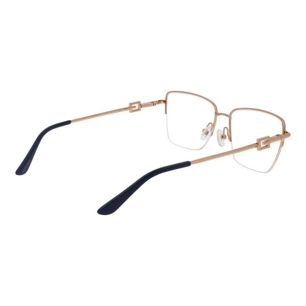 Guess Gray Women Glasses Frame in metal half-rim style with gray demo lenses; 53-16-140 size; includes branded case.