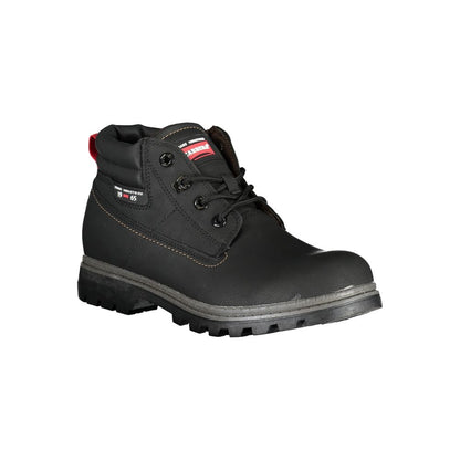 Carrera Black Polyester Ankle boot with laces and contrast details, featuring a logo.