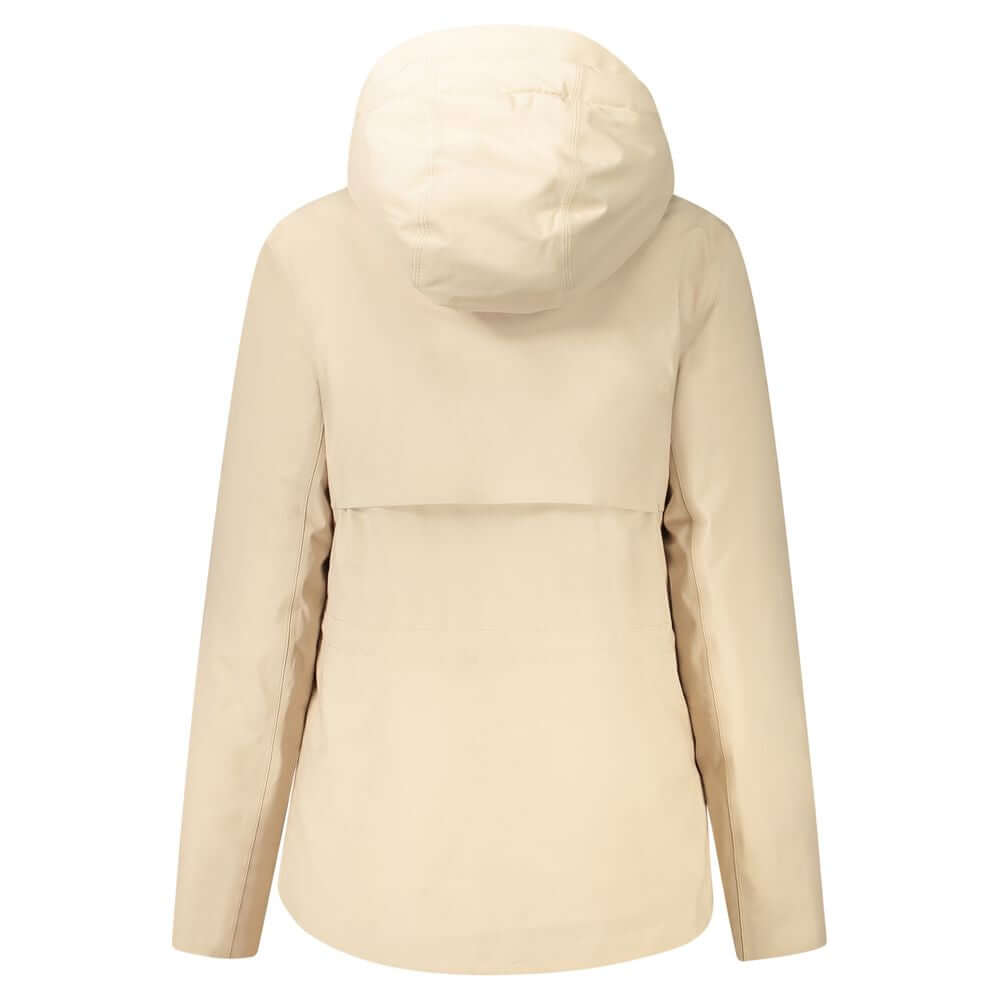K-WAY Beige Polyester Jackets & Coat with hood, double padding, pockets, contrasting details, buttons, and zip.