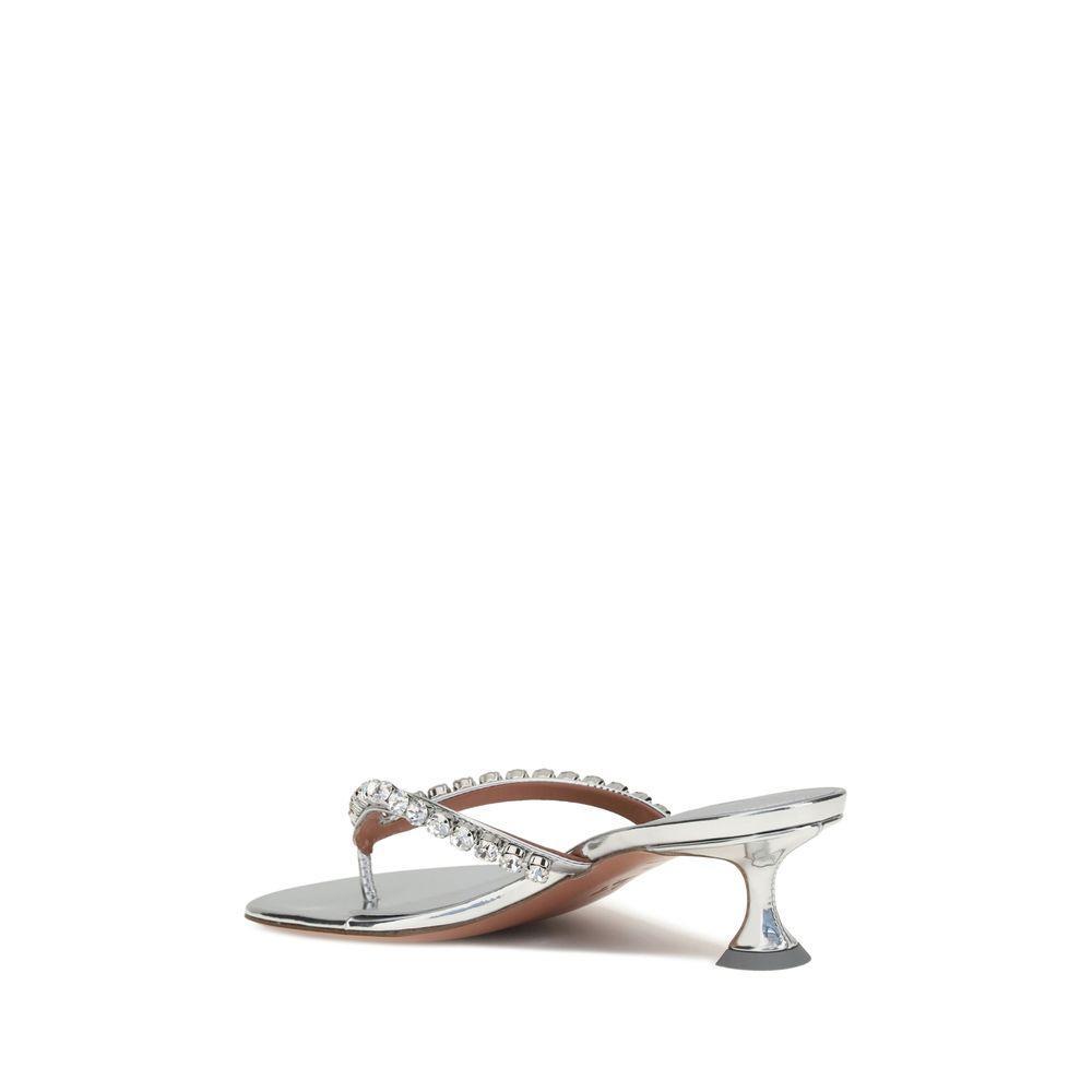 Amina Muaddi Gigi Sandals AM-14S363477GIGSILVERWHIT-EU36/US6
