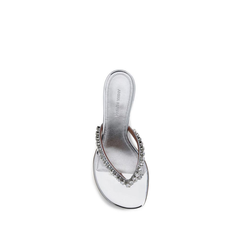 Amina Muaddi Gigi Sandals AM-14S363477GIGSILVERWHIT-EU36/US6