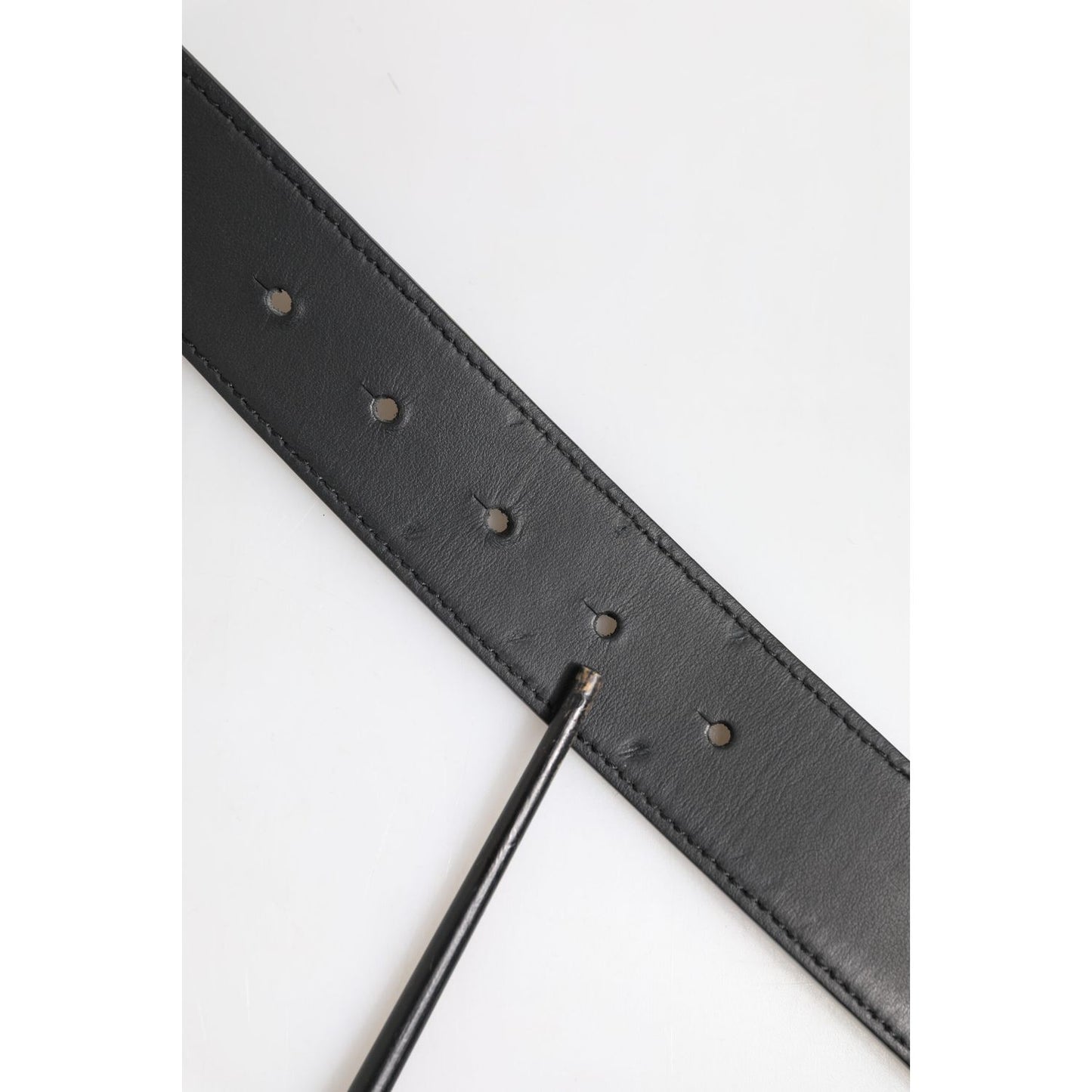 Dolce & Gabbana Black Leather Classic Metal Logo Buckle Belt