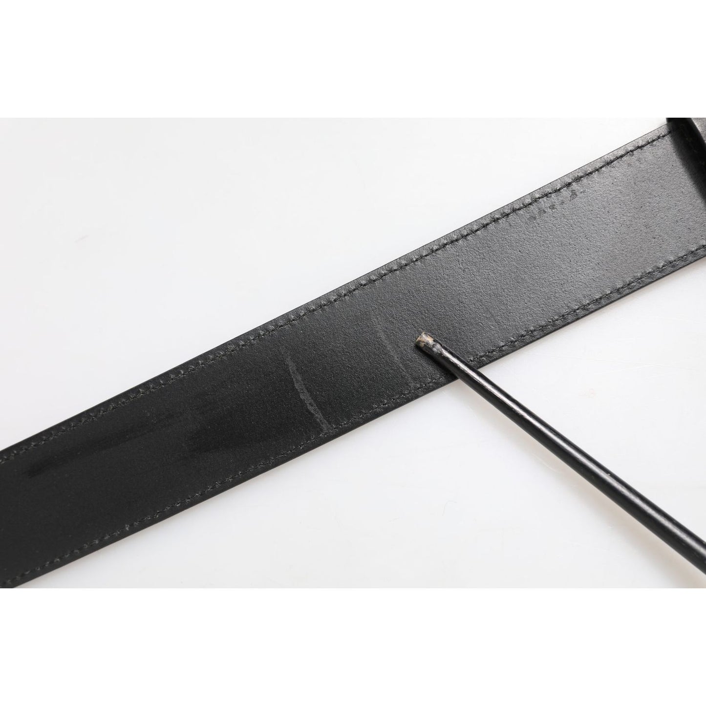 Dolce & Gabbana Black Leather Classic Metal Logo Buckle Belt