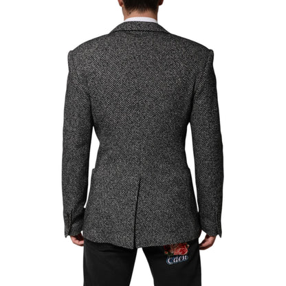 Dolce & Gabbana Black White Double Breasted Men Suit Blazer