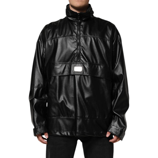 Dolce & Gabbana Black Polyester Logo Plaque Bomber Jacket JKT41527-48