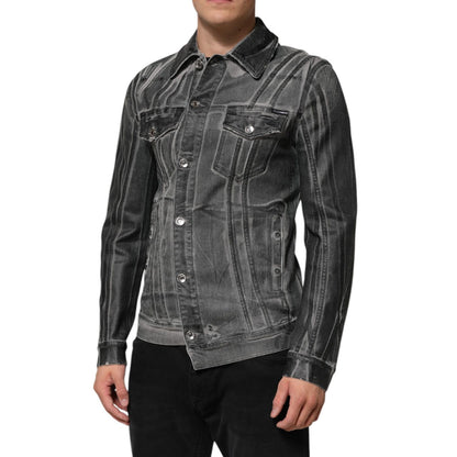 Dolce & Gabbana Gray Washed Cotton Stretch Denim Jacket