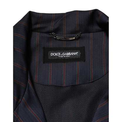 Dolce & Gabbana Blue Red Striped Logo Plaque Full Zip Jacket