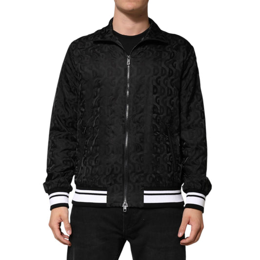 Dolce & Gabbana Black Jacquard Men Full Zip Bomber Sweater JKT41559-52