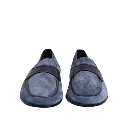 Dolce & Gabbana Blue Suede Leather Loafers Moccasin Shoes