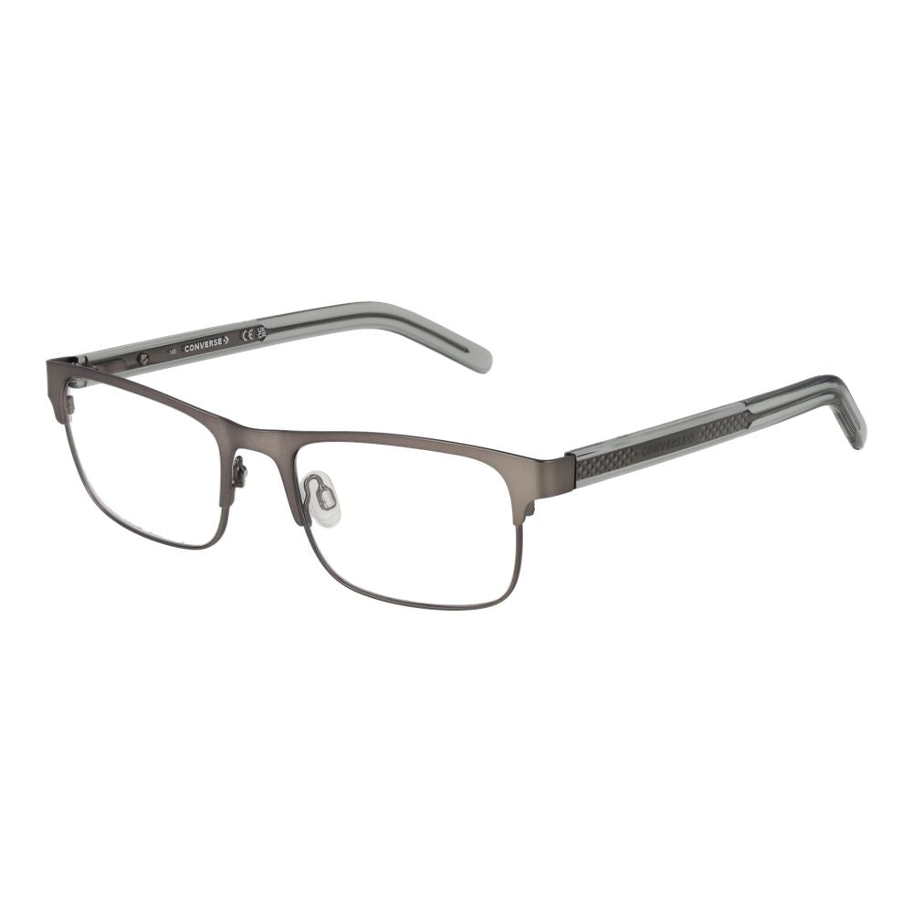 Converse Gray Men Glasses Frame in acetate with full-rim rectangle style, grey color, demo lenses, size 52-18-145.