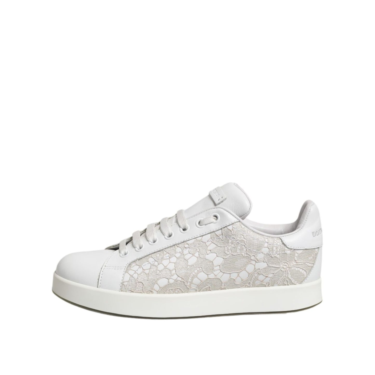 Dolce & Gabbana White Lace Leather Low Top Sneaker Shoes