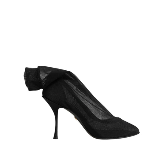 Dolce & Gabbana Black Silk Stretch Mesh Sock Boots Shoes LA11463-38