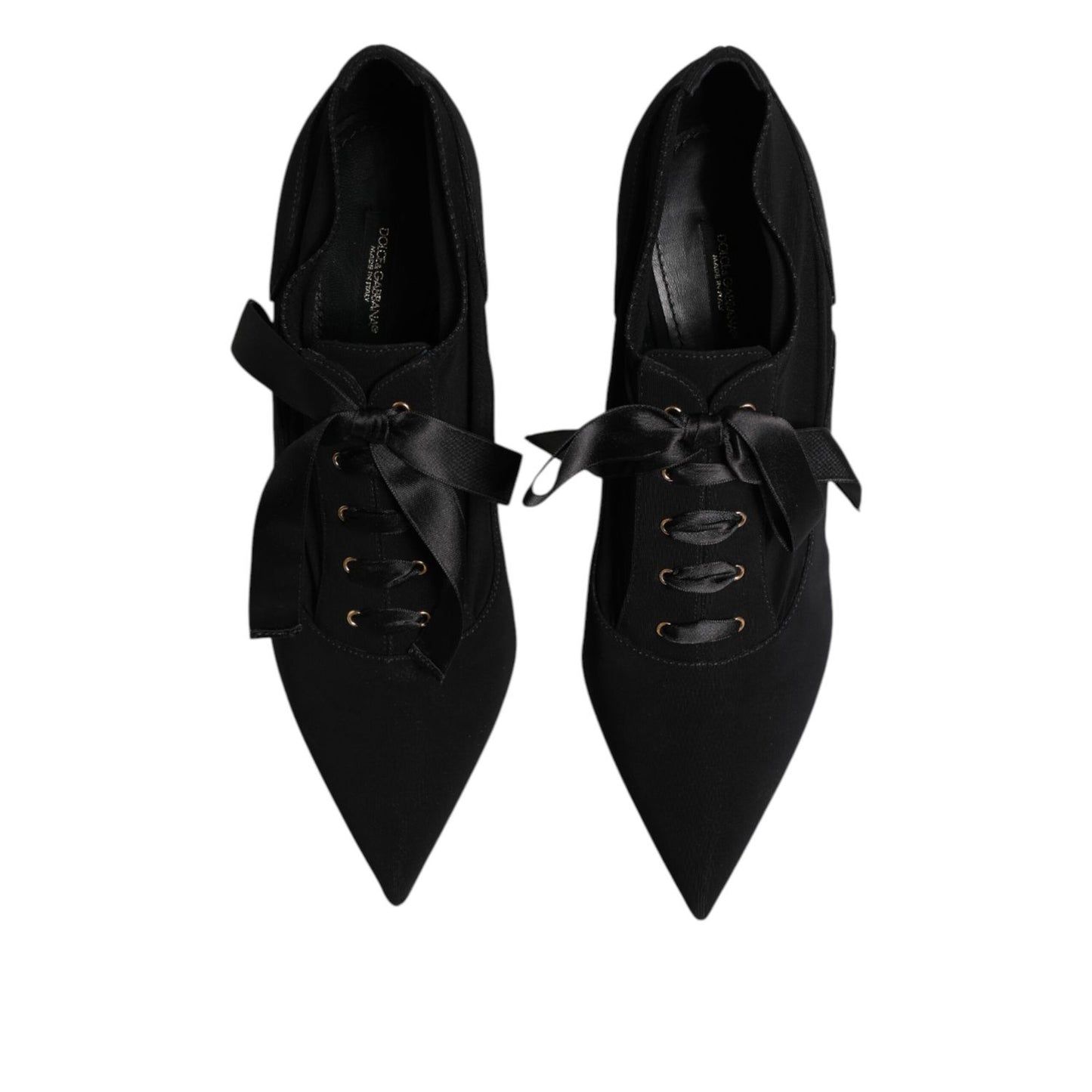 Dolce & Gabbana Black Lace Up Stiletto Heels Pumps Shoes