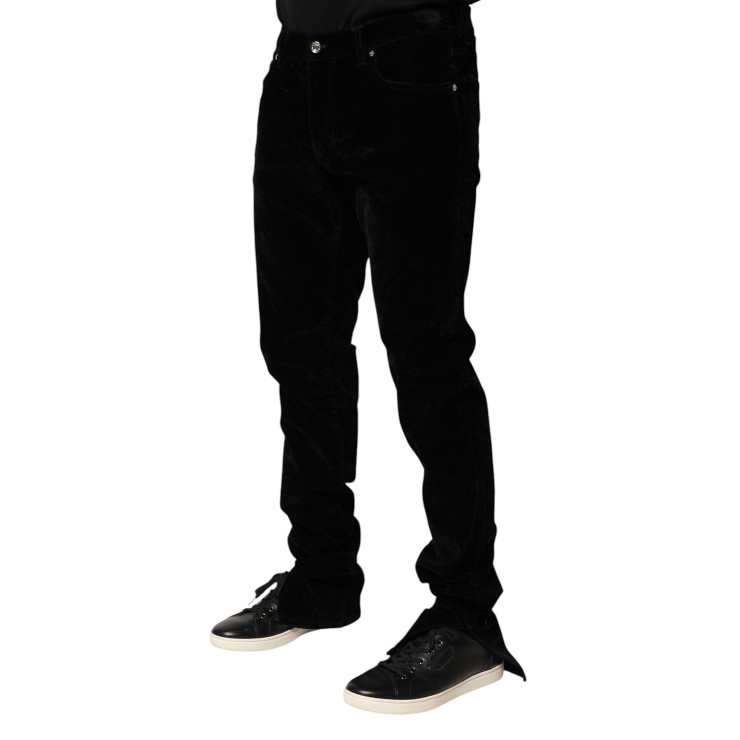 Dolce & Gabbana Black Cotton Men Dress Formal Trouser Pants