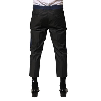 Dolce & Gabbana Gray Blue Cotton 3/4 Chinos Crop Trouser Pants