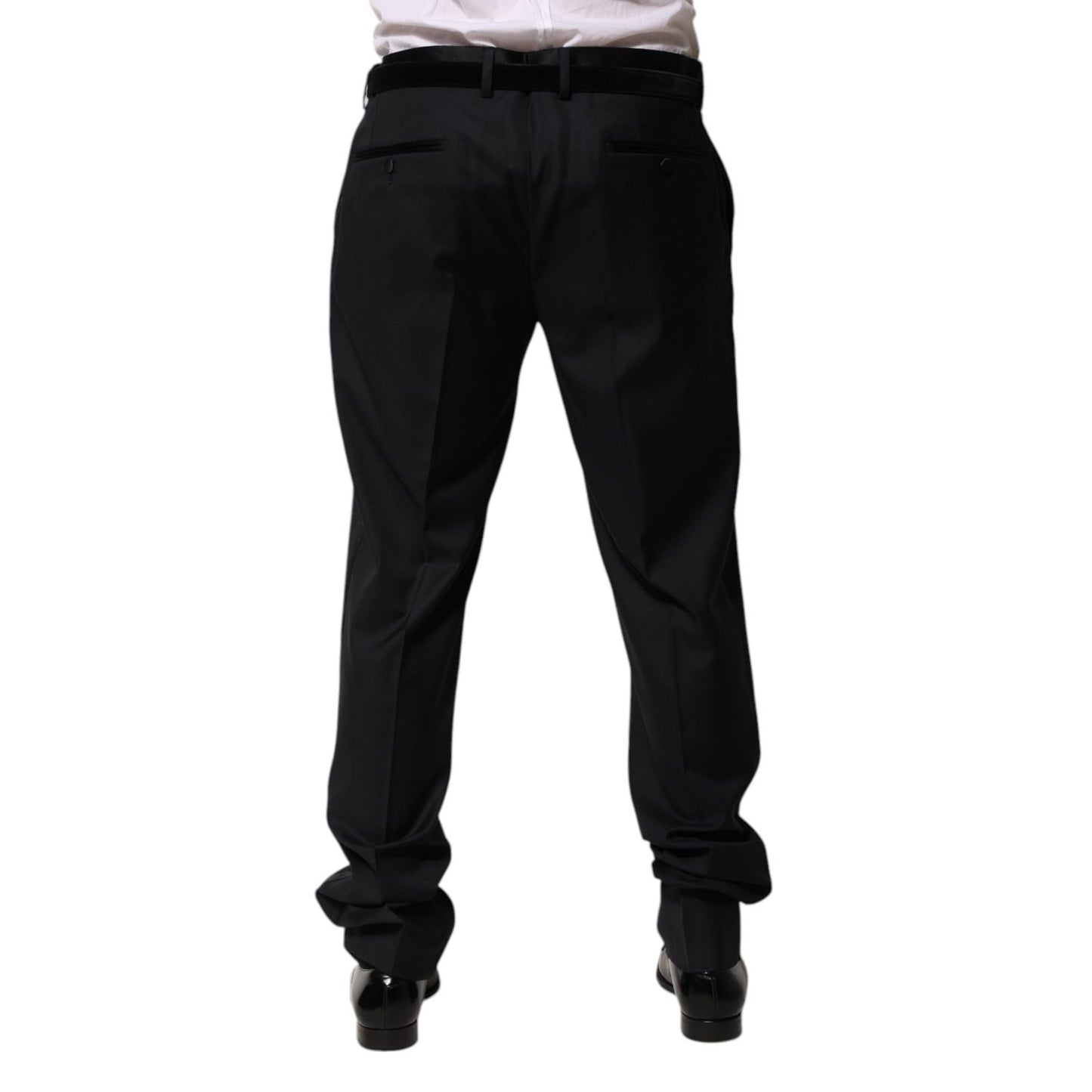 Dolce & Gabbana Black Wool Men Formal Dress Trouser Pants