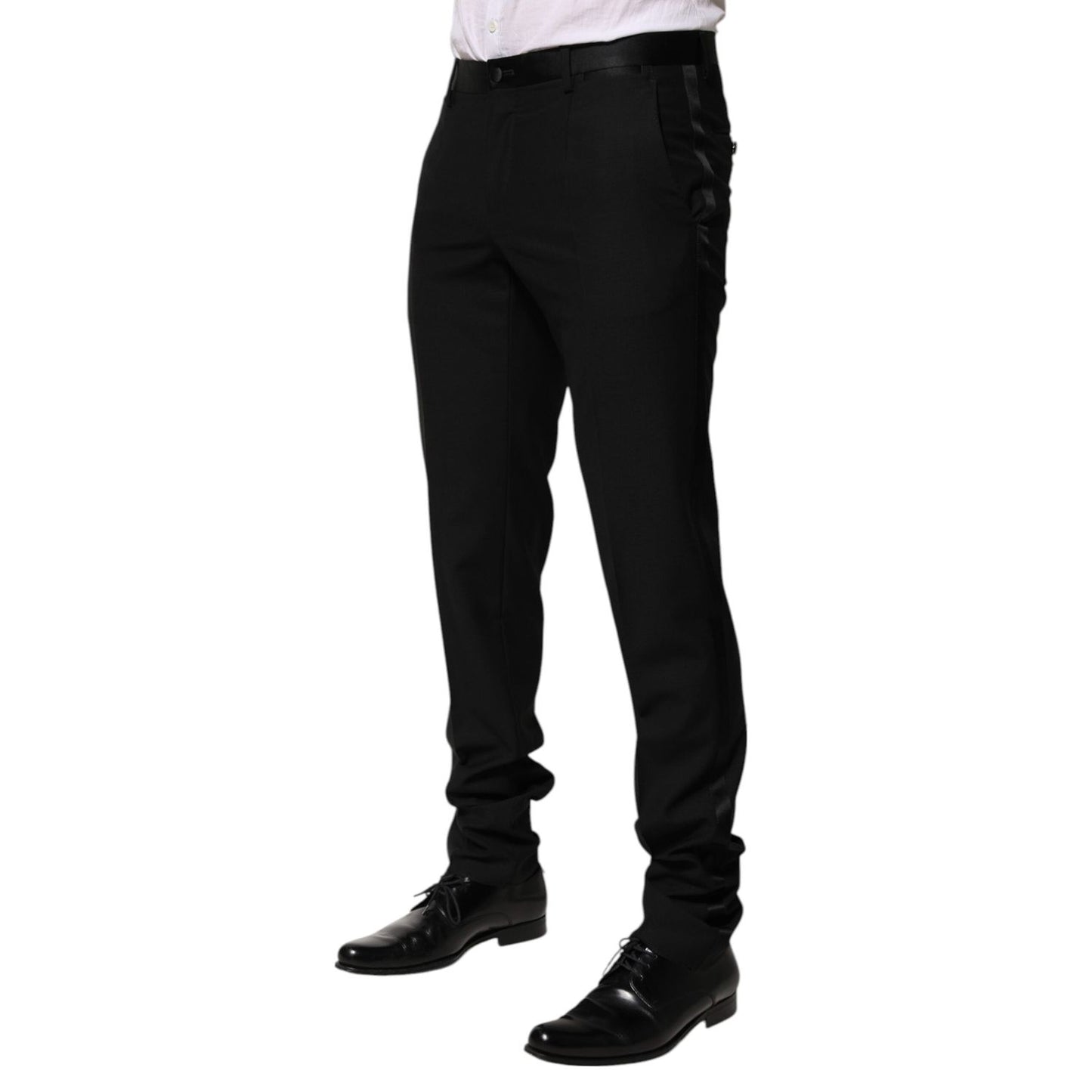 Dolce & Gabbana Black Wool Tapered Formal Men Dress Pants PAN76634-48