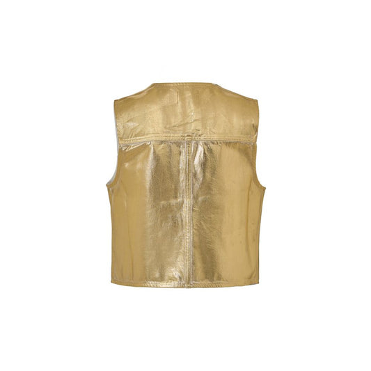 Ganni Gold Cotton Sleveless Jacket GA-9925659-IT40|S
