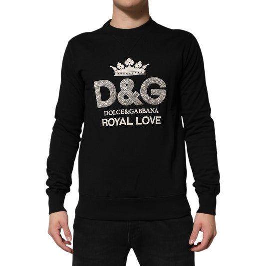 Dolce & Gabbana Black Cotton DG Crystal Embellished Sweater TSH90632-46