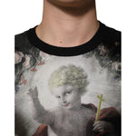 Dolce & Gabbana Black Cashmere Cherub Print Baroque Sweater TSH90634-48