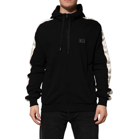 Dolce & Gabbana Black Cotton Plaque Track Cardigan Sweater TSH90782-56
