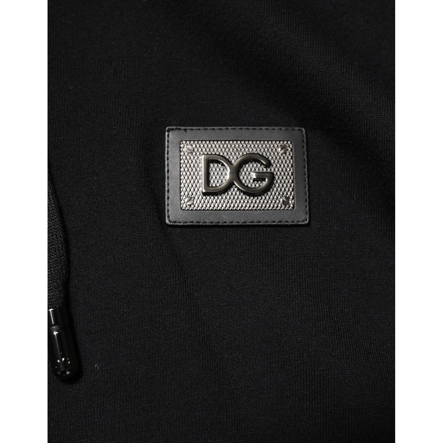 Dolce & Gabbana Black Cotton Plaque Track Cardigan Sweater