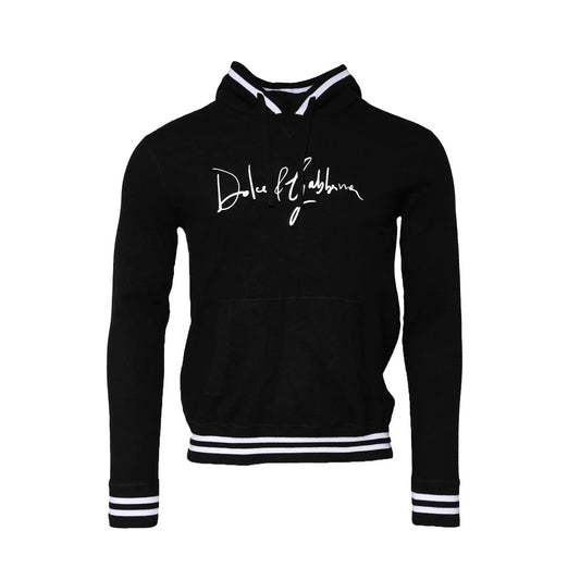 Dolce & Gabbana Black Hooded Logo Print Sweatshirt Sweater TSH90530-48