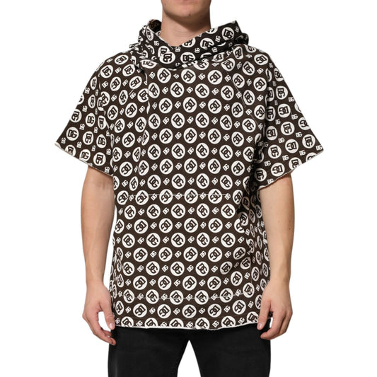 Dolce & Gabbana Brown White DG Logo Short Hoodie Sweater TSH91201-52