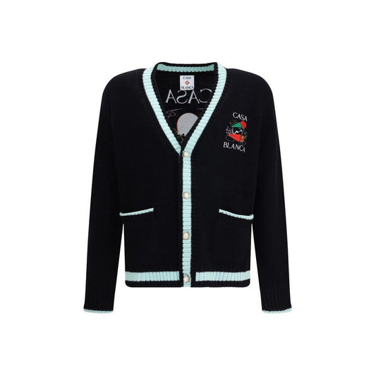 Casablanca Merino Wool embroidered Cardigan CA-MPF25KW100101STACKEDCAS-L