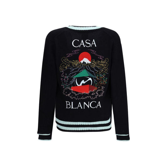Casablanca Merino Wool embroidered Cardigan CA-MPF25KW100101STACKEDCAS-L