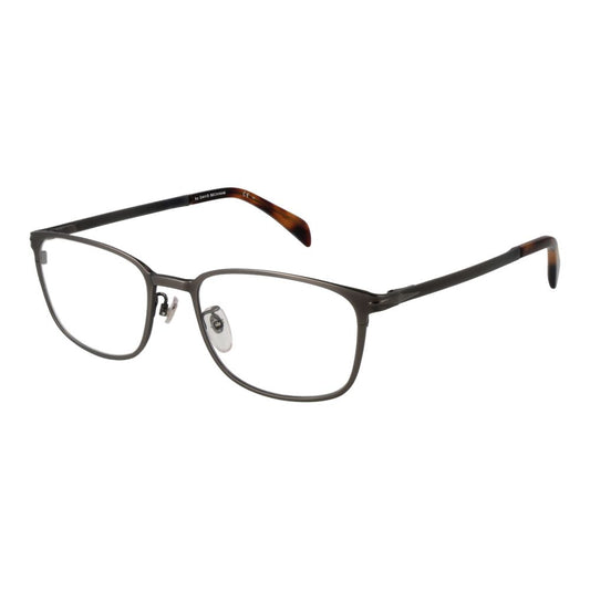 David Beckham Gray Men Glasses Frame in gunmetal stainless steel with full-rim rectangle style and demo lenses.