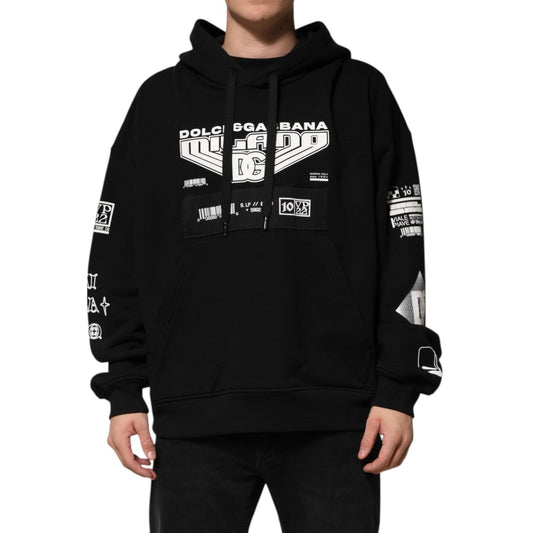 Dolce & Gabbana Black Cotton DG Milano Logo Print Hoodie Sweater TSH91266-XL