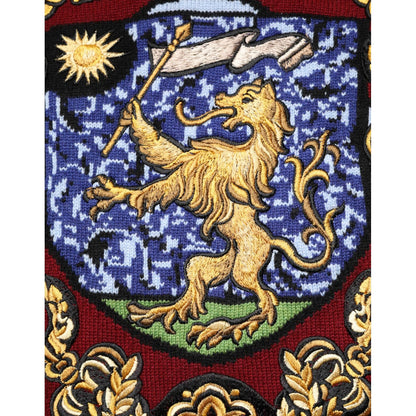 Dolce & Gabbana Burgundy Cashmere Lion Crest Pullover Sweater