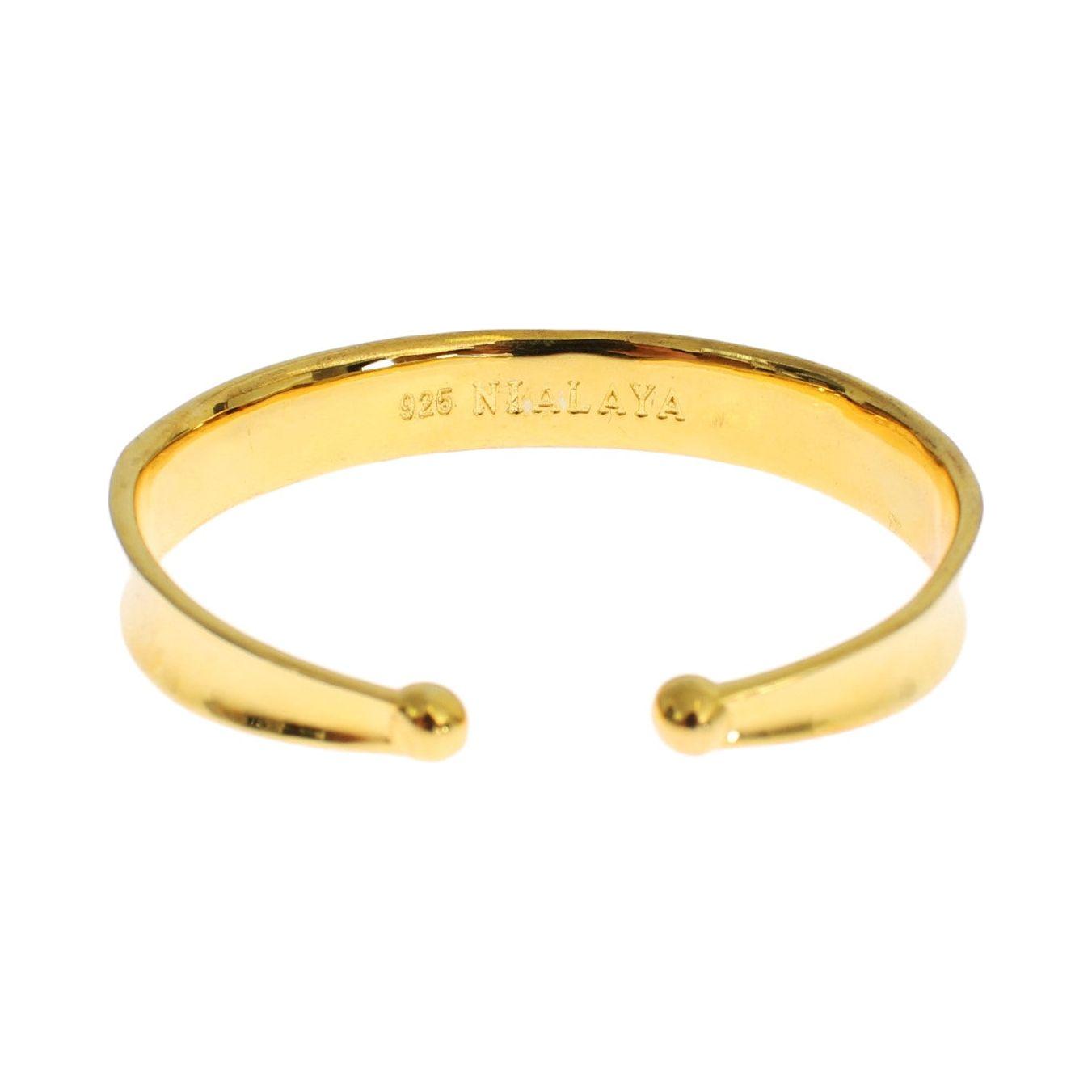 Nialaya CZ Gold Sterling 925 Silver Bangle Bracelet