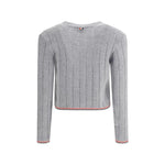Thom Browne Ladder Full Needle Rib Stitch V Neck Car TH-FKC663AY1024055-IT38 | S