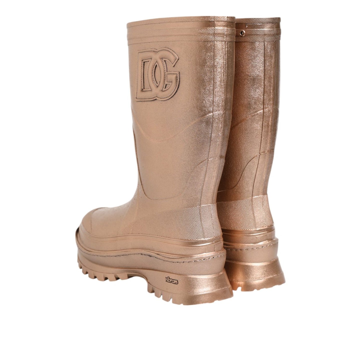 Dolce & Gabbana Rose Gold Rubber Pull On Rain Boots Shoes