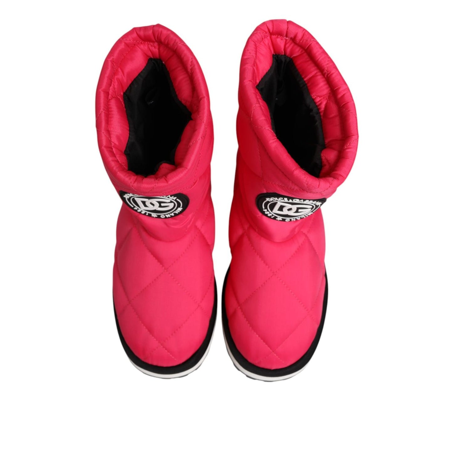 Dolce & Gabbana Pink White Viscose Padded Mid Calf Boots Shoes