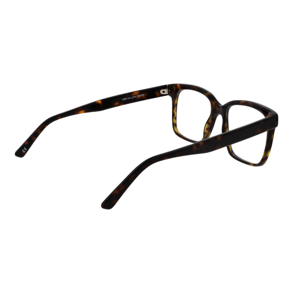 Andy Wolf Brown Unisex Glasses Frame in acetate with a full-rim rectangular style, size 53-16-145, featuring brown color and demo lenses.