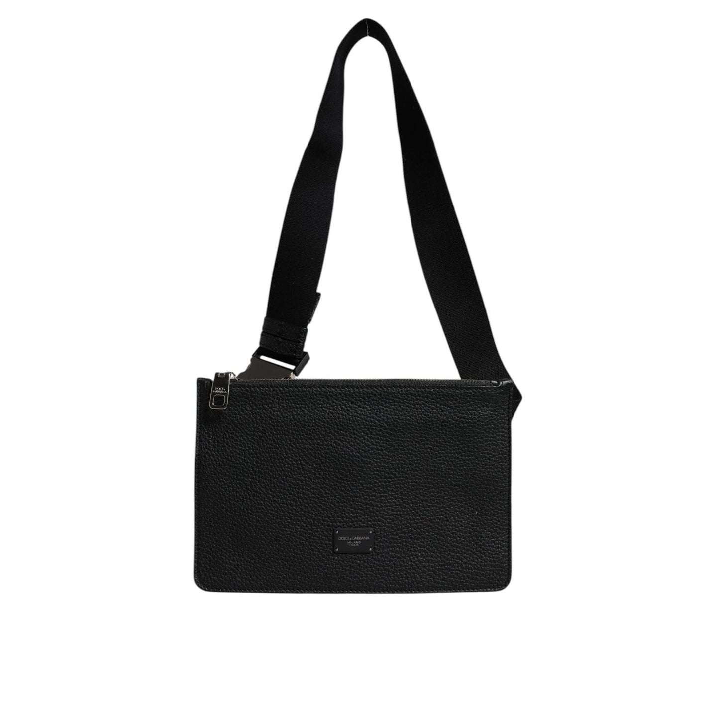 Dolce & Gabbana Black Leather Logo Embossed Waist Fanny Pack Bag