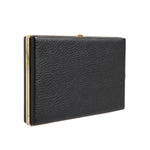 Dolce & Gabbana Black Leather Gold Frame Clutch Evening Party Purse Bag