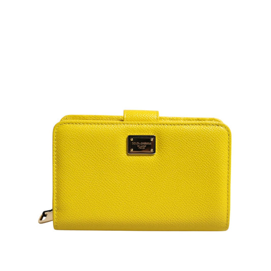 Dolce & Gabbana Yellow Leather Bifold Continental Clutch Wallet BAG4711