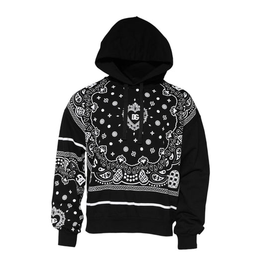 Dolce & Gabbana Black Bandana Hooded Men Sweatshirt Sweater TSH90615-46