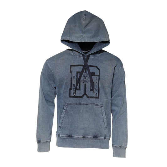 Dolce & Gabbana Blue Cotton Blend Hooded Sweatshirt Sweater TSH90629-48
