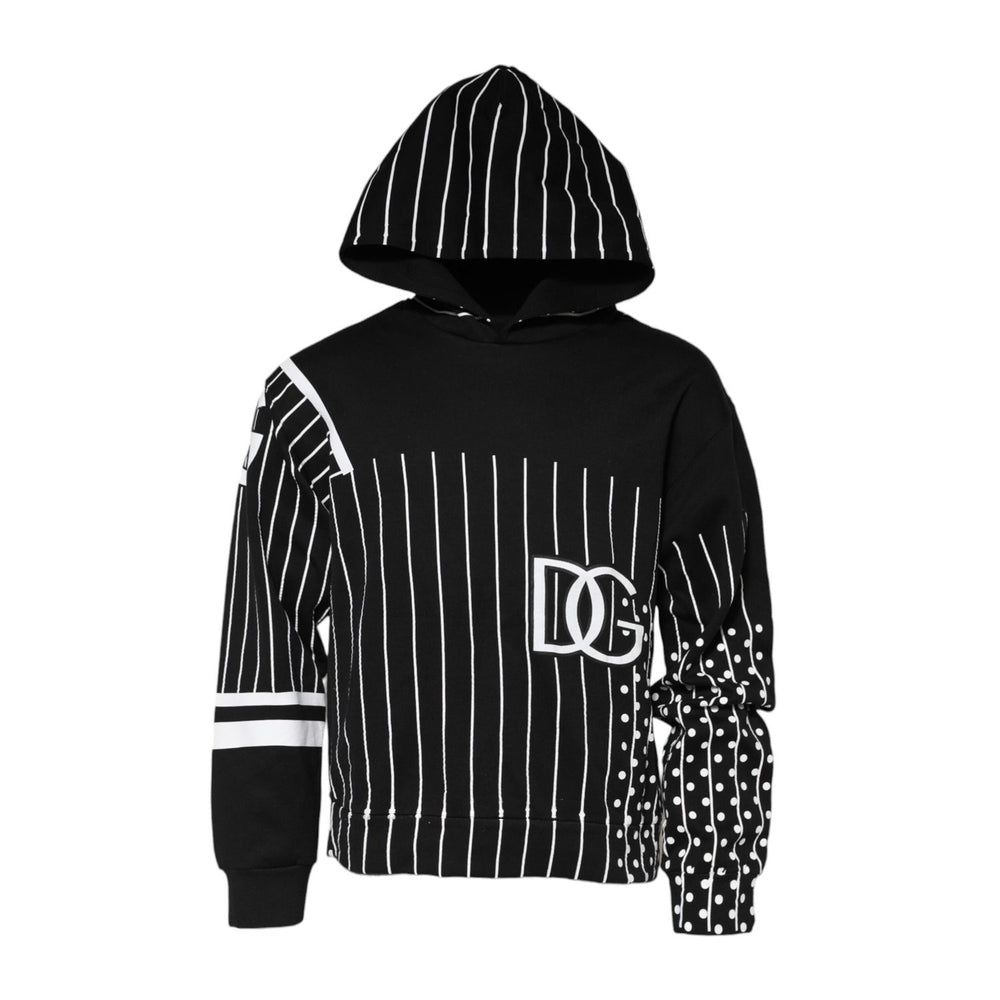 Dolce & Gabbana Black Stripes Hooded Men Sweatshirt Sweater TSH90751-48