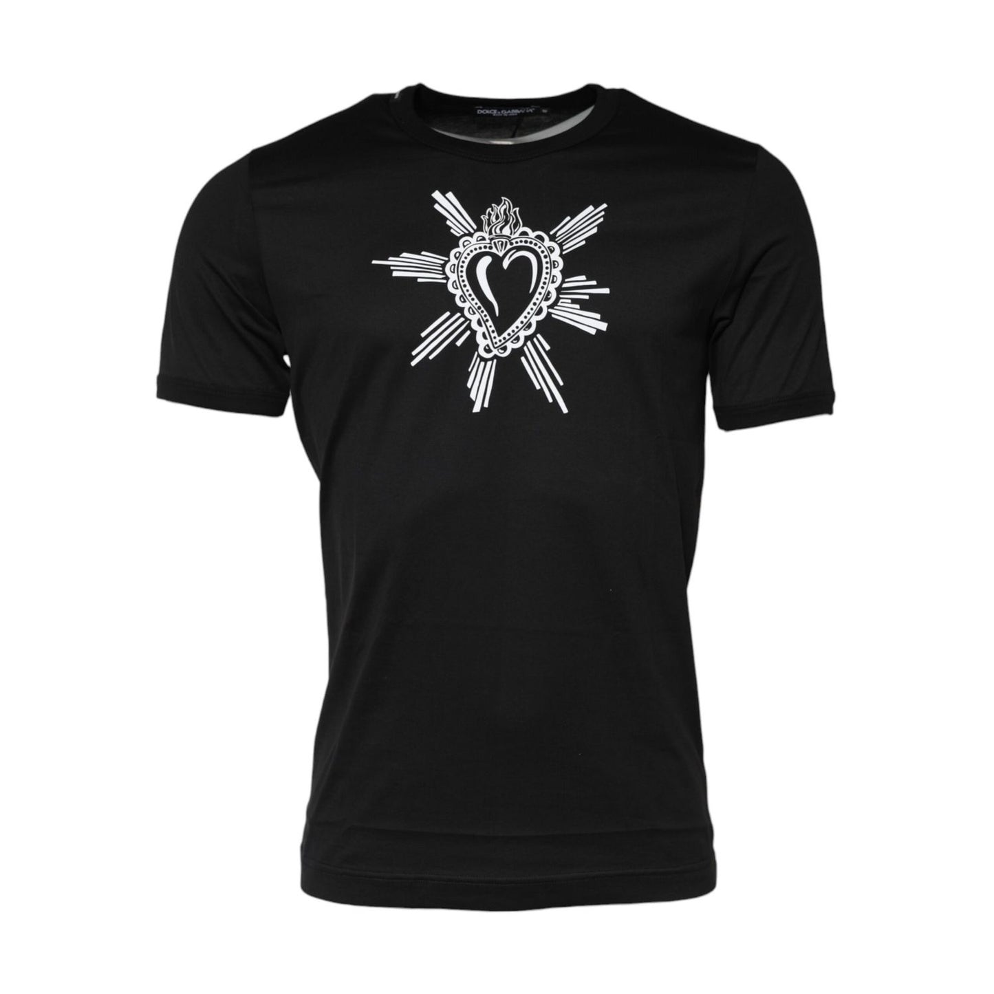 Dolce & Gabbana Black Sacred Heart Cotton Crew Neck T-shirt