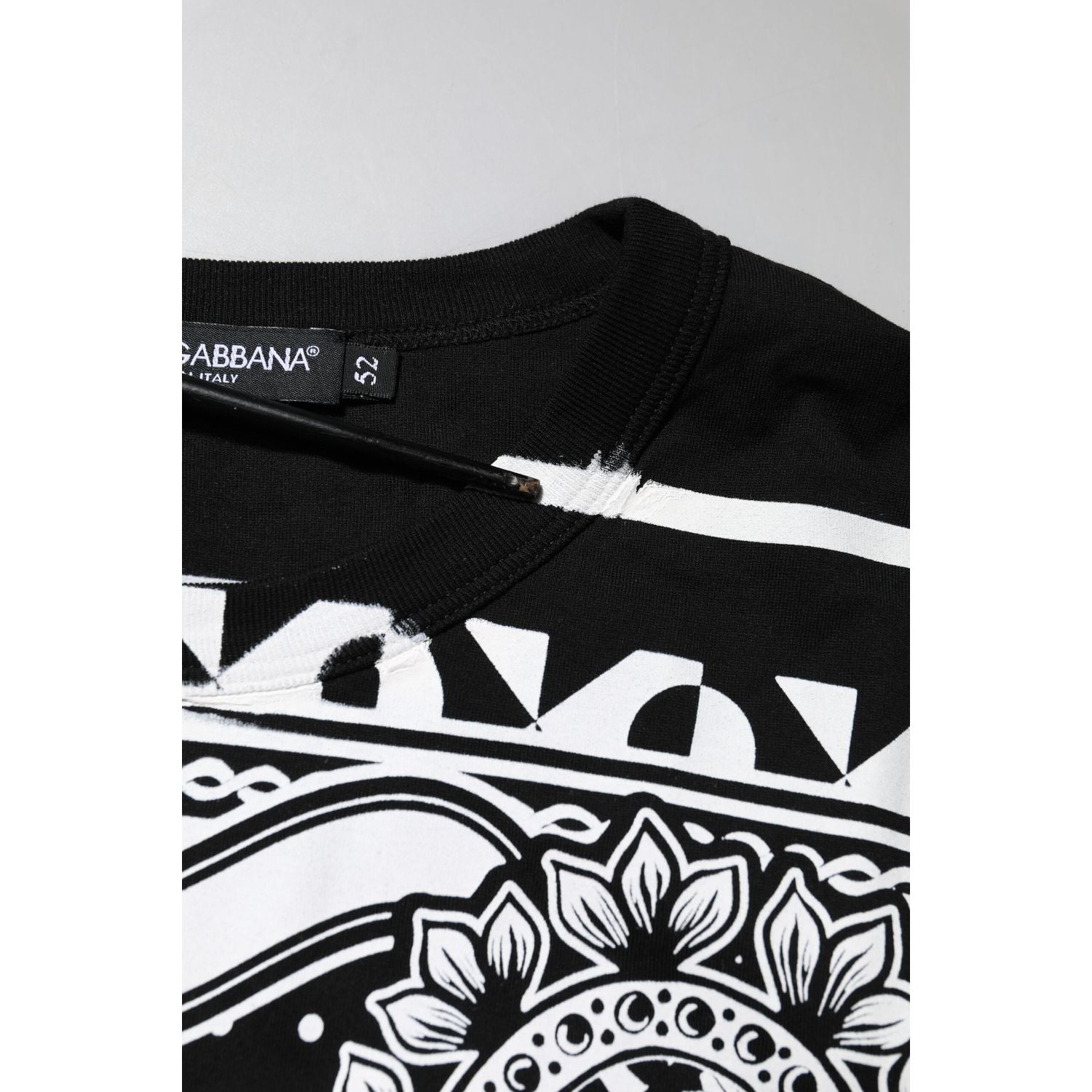Dolce & Gabbana Black Bandana Print Cotton Crew Neck T-shirt