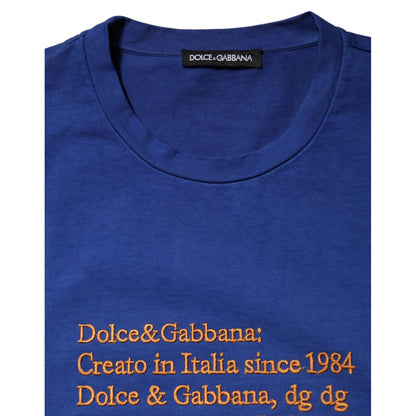 Dolce & Gabbana Blue Logo Graphic Cotton Crew Neck T-shirt