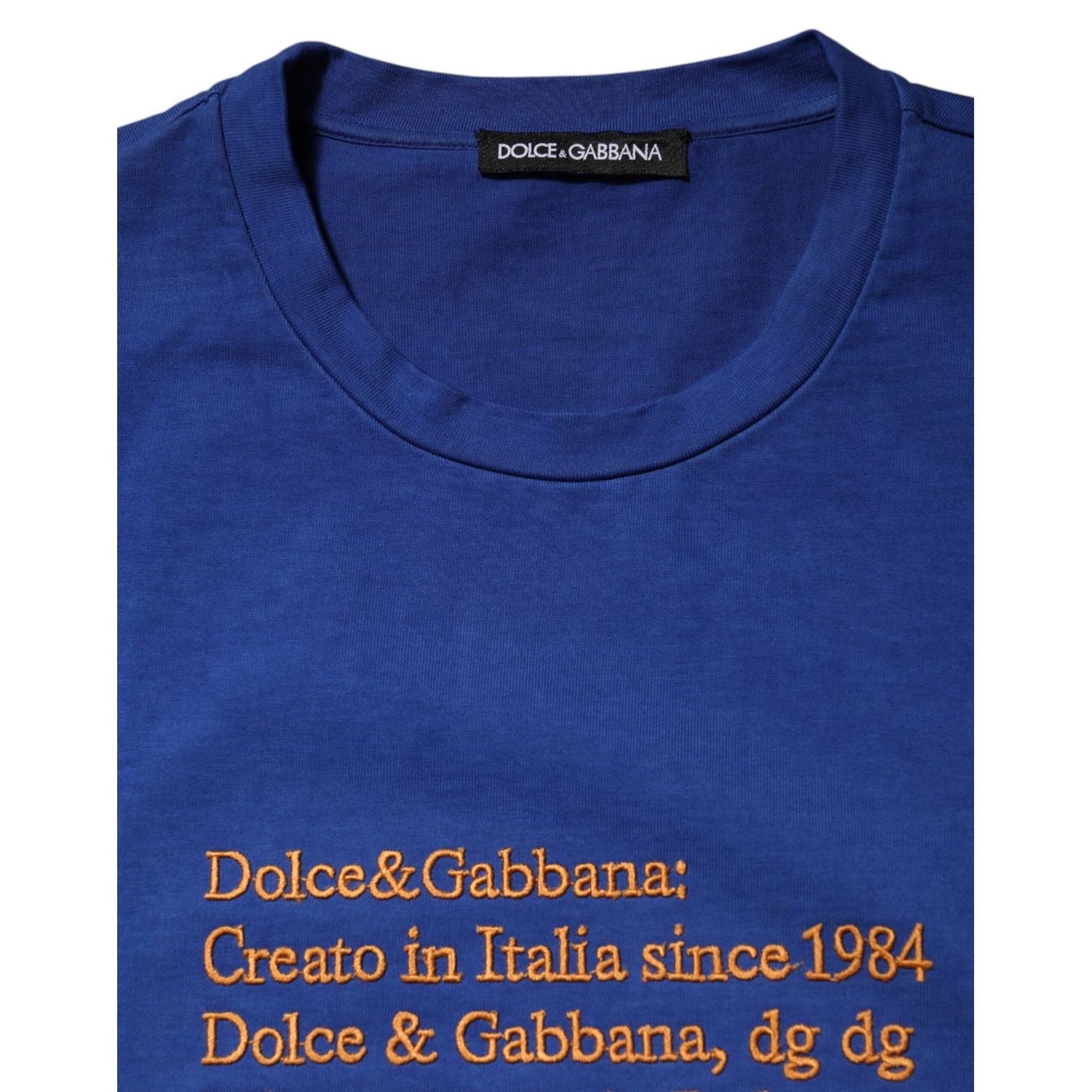 Dolce & Gabbana Blue Logo Graphic Cotton Crew Neck T-shirt TSH91045-46